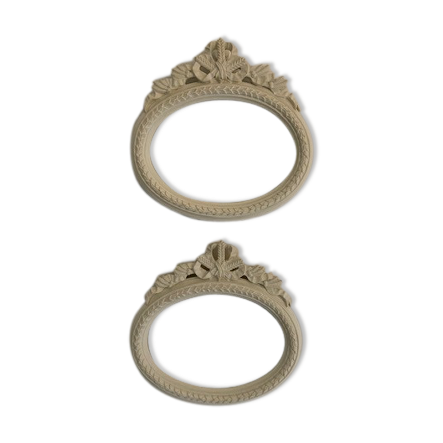 2 off-white oval plaster frames
