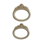 2 off-white oval plaster frames