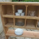 Vintage pitch pine furniture, 20 lockers, 2 mobile shelves.