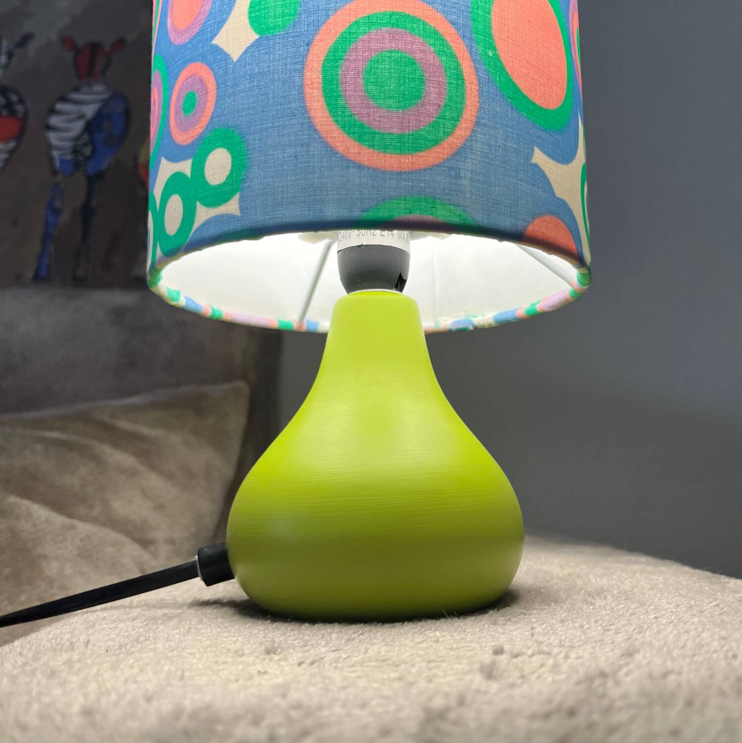 Table lamp with handmade lampshade