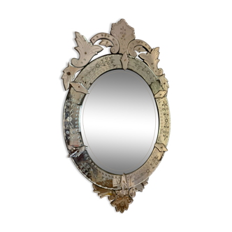 Bevelled venetian mirror, pediment, high 114 cm