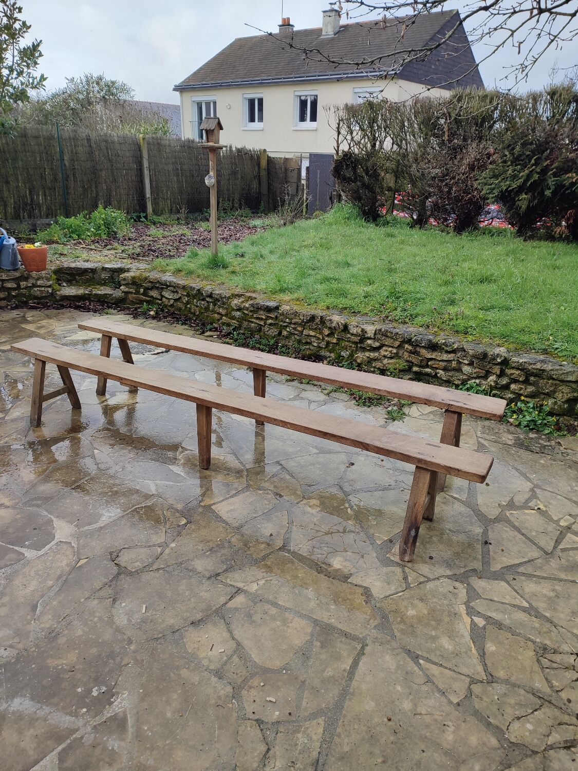 Lot de 2 bancs de ferme