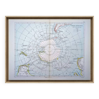 L'Antarctique, carte d'époque, 1887, Authentique.