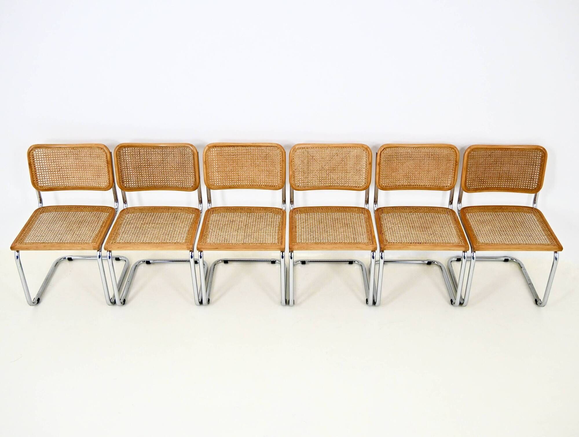 Set of 6 B32 style dining chairs by Marcel Breuer.