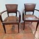 Paire de fauteuils bridge ancien en cuir