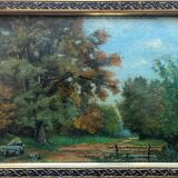 HSP painting "Treed path in the undergrowth" signed J. Manheimer 1918