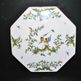 Trivet Octagonal tray in polychrome earthenware MOUSTIERS Lallier