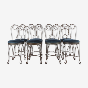 Set of 8 Butterfly 1960 s iron lounge chairs