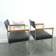 Chaises DDR avec base chromée et revêtement noir, chaises de salle à manger