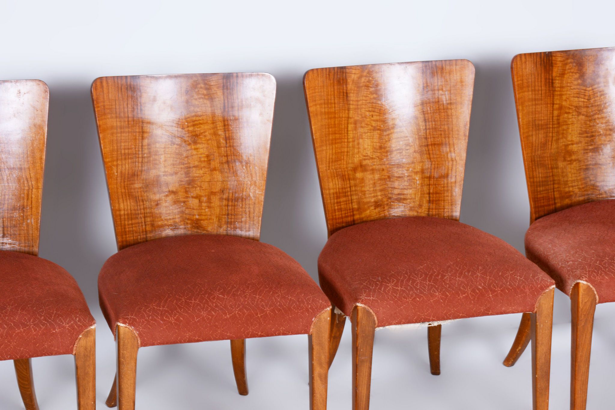 Set of Four Original ArtDeco Beech Chairs, Halabala, UP Zavody, Czechia, 1940s