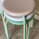 Set of 3 Vintage Stools - Molded Plastic Seat, Covered Iron Leg