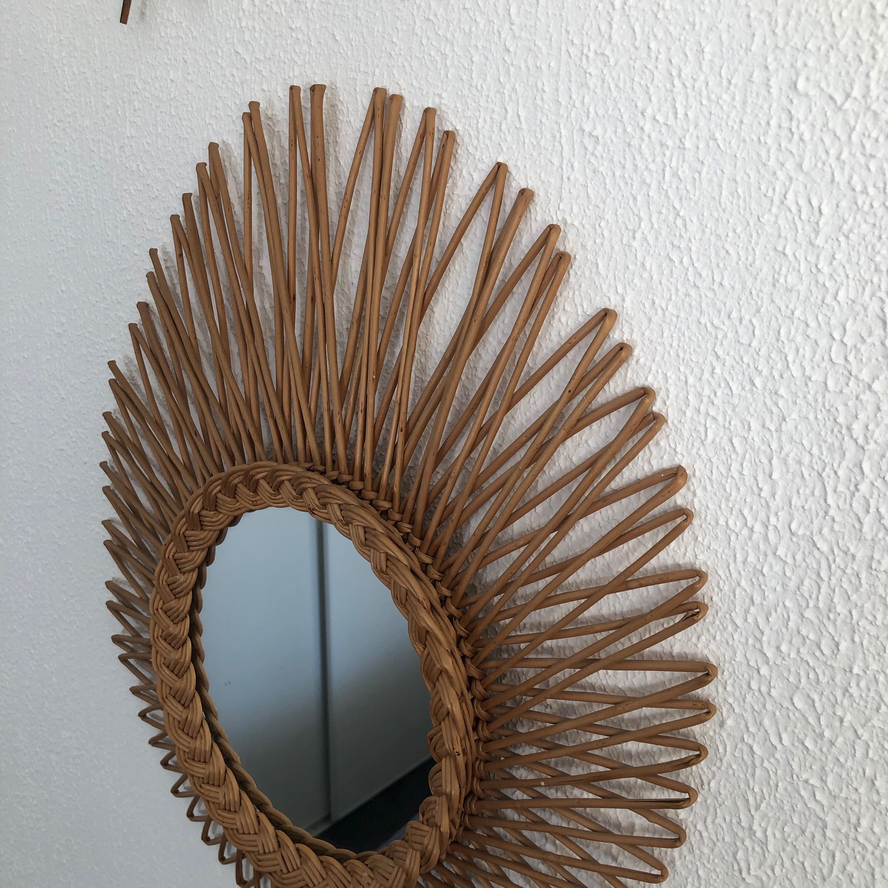 Vintage rattan sun mirror 1960 - 50 x45 cm