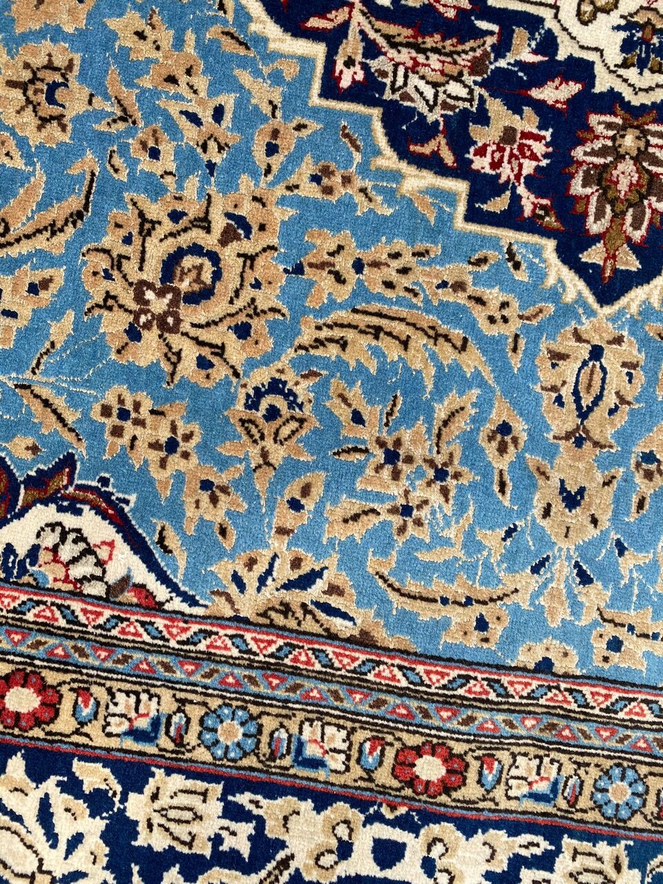 Ancient Persian carpet Ghoom wool and silk 142x222 cm