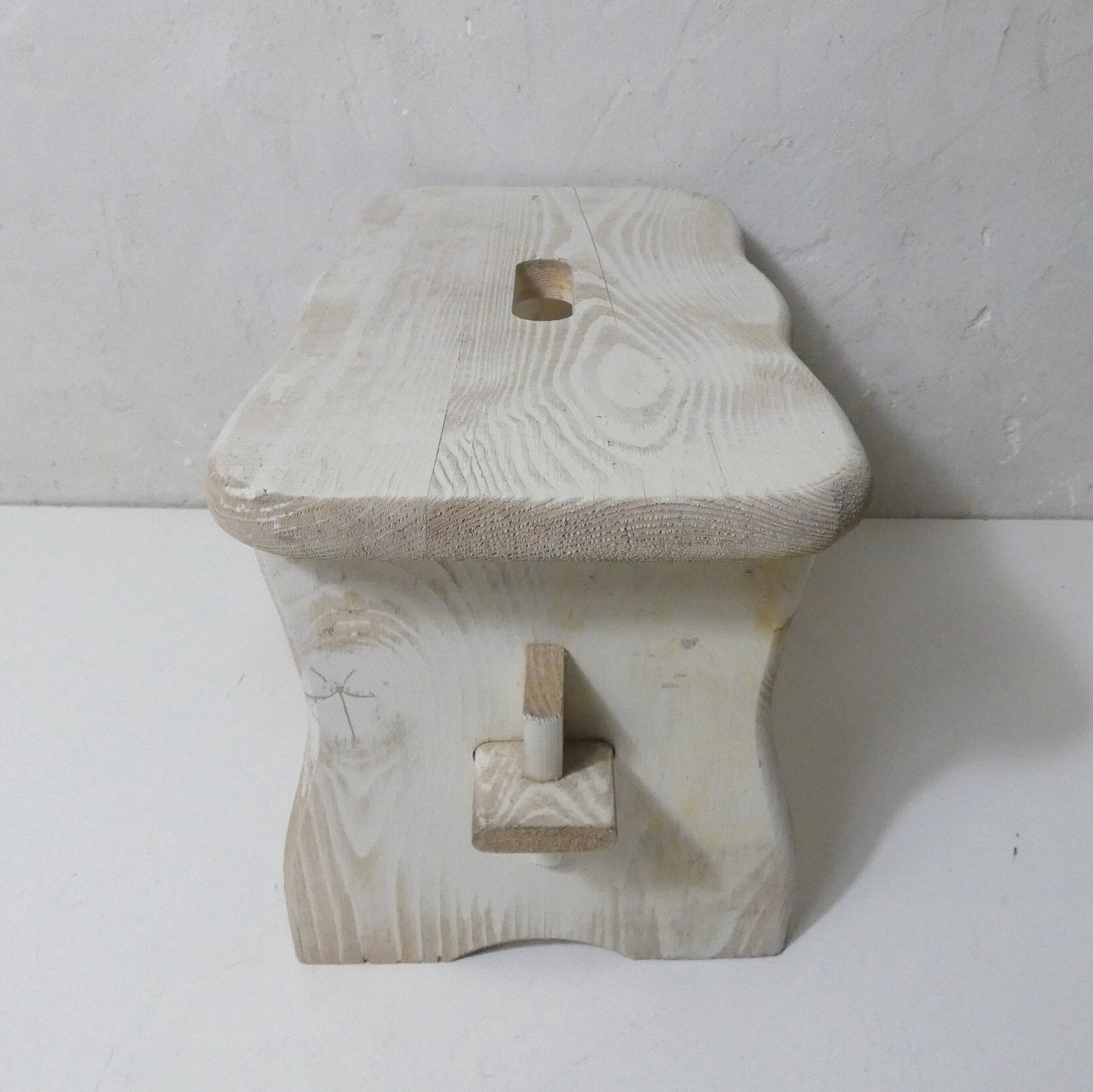 old small white patinated wooden bench vintage step stool