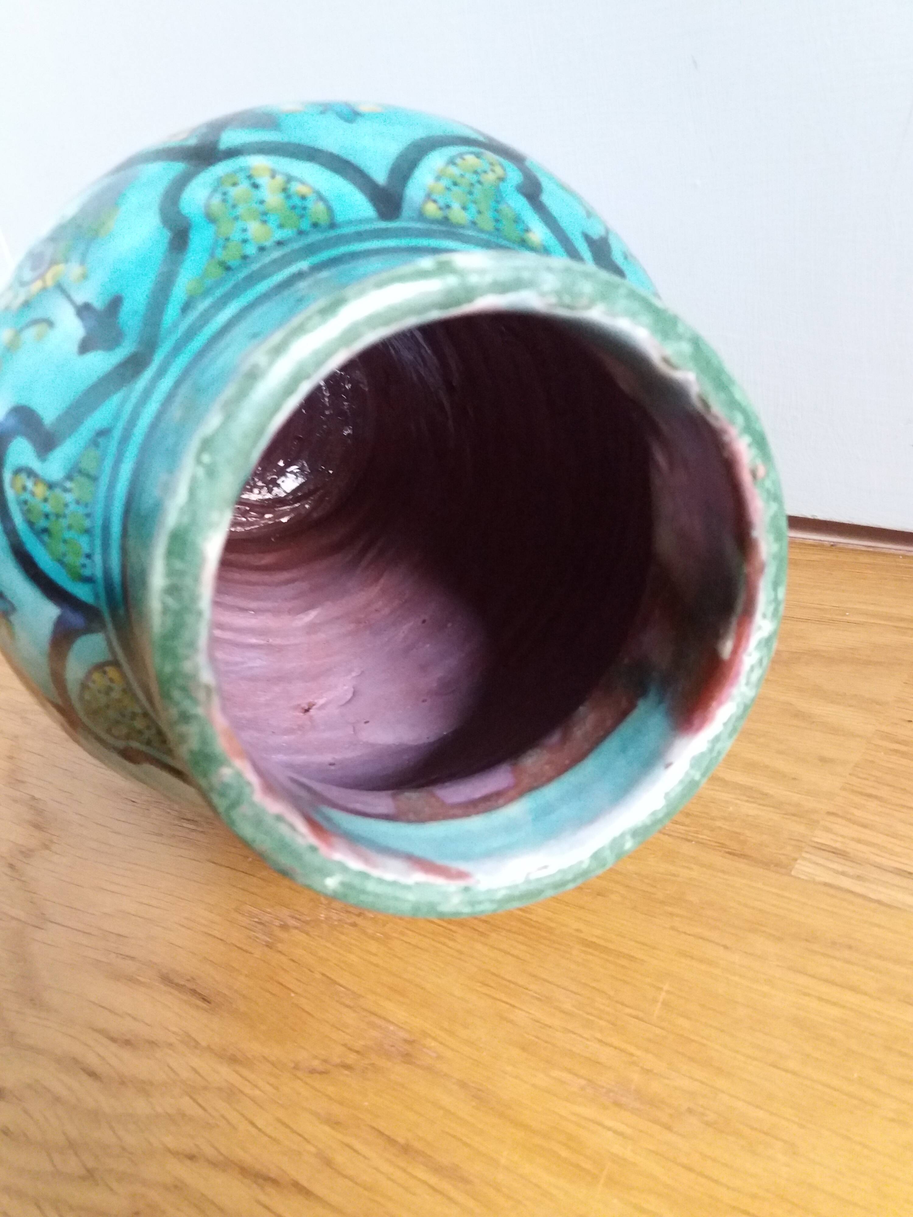 Handcrafted Safi turquoise vase signed