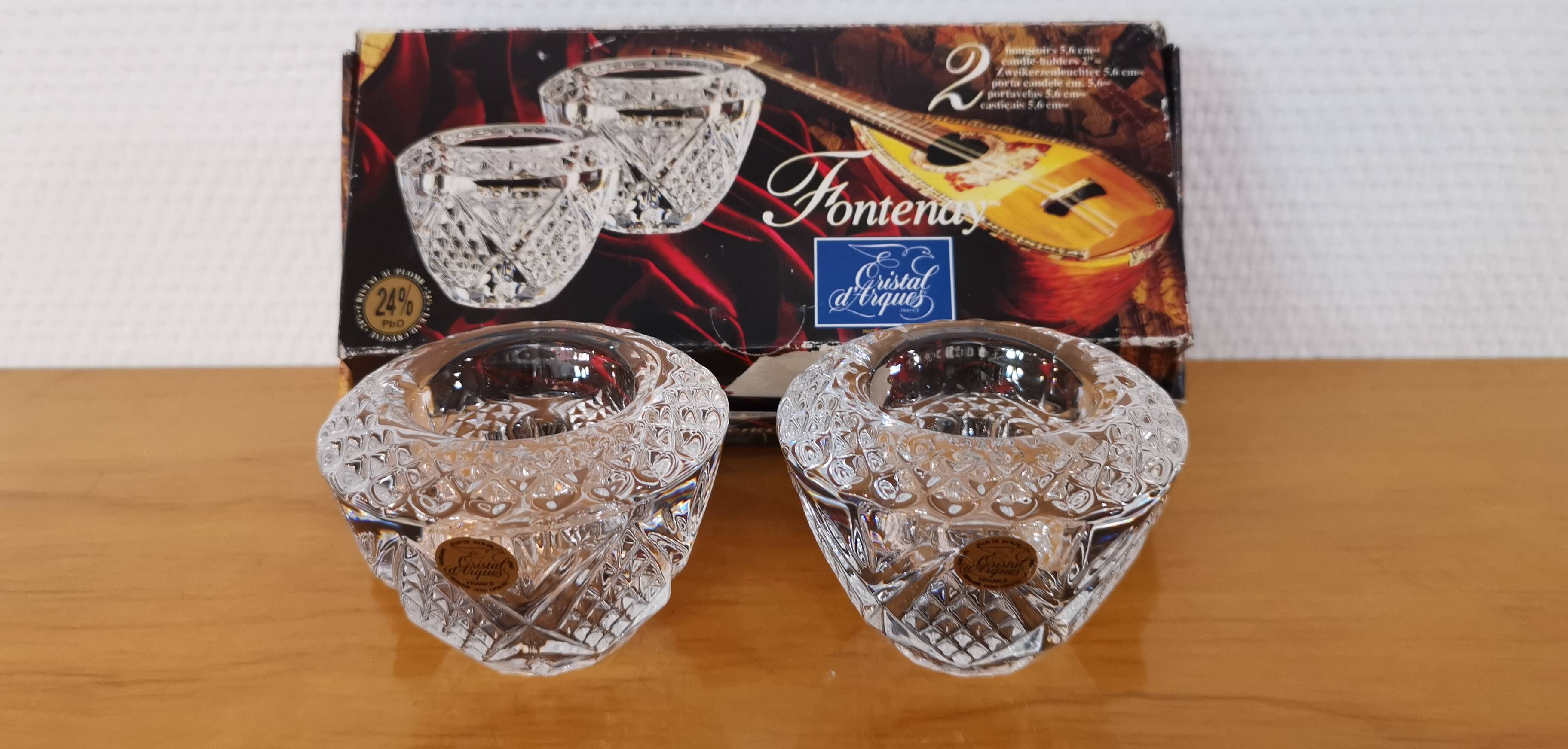 Set of Cristal D'Arques Fontenay candle holders