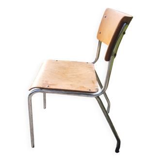 Chaise  vintage en tube et bois