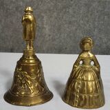 Two vintage bronze table cloches, finely chiseled and gilded