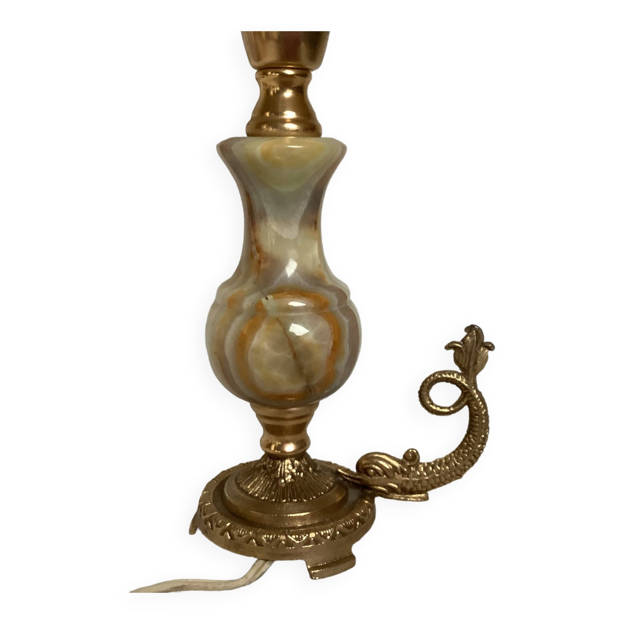 Onyx brass fish lamp Italy
