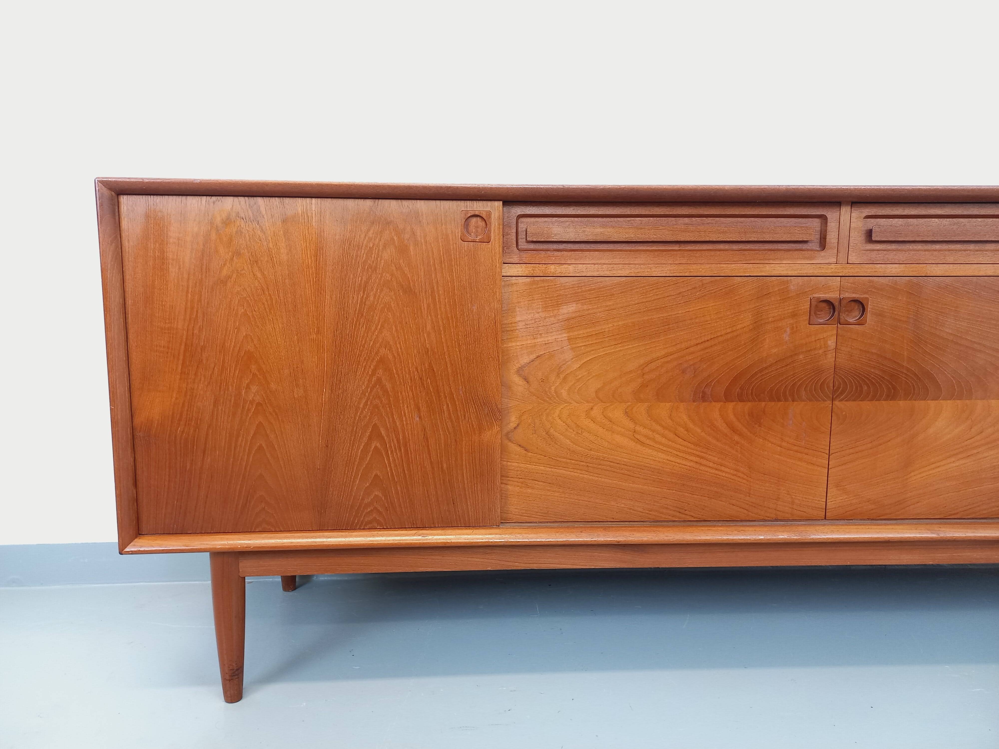 Vintage Scandinavian teak sideboard from the 60s by designer Edvard Valentinsen for Samcom