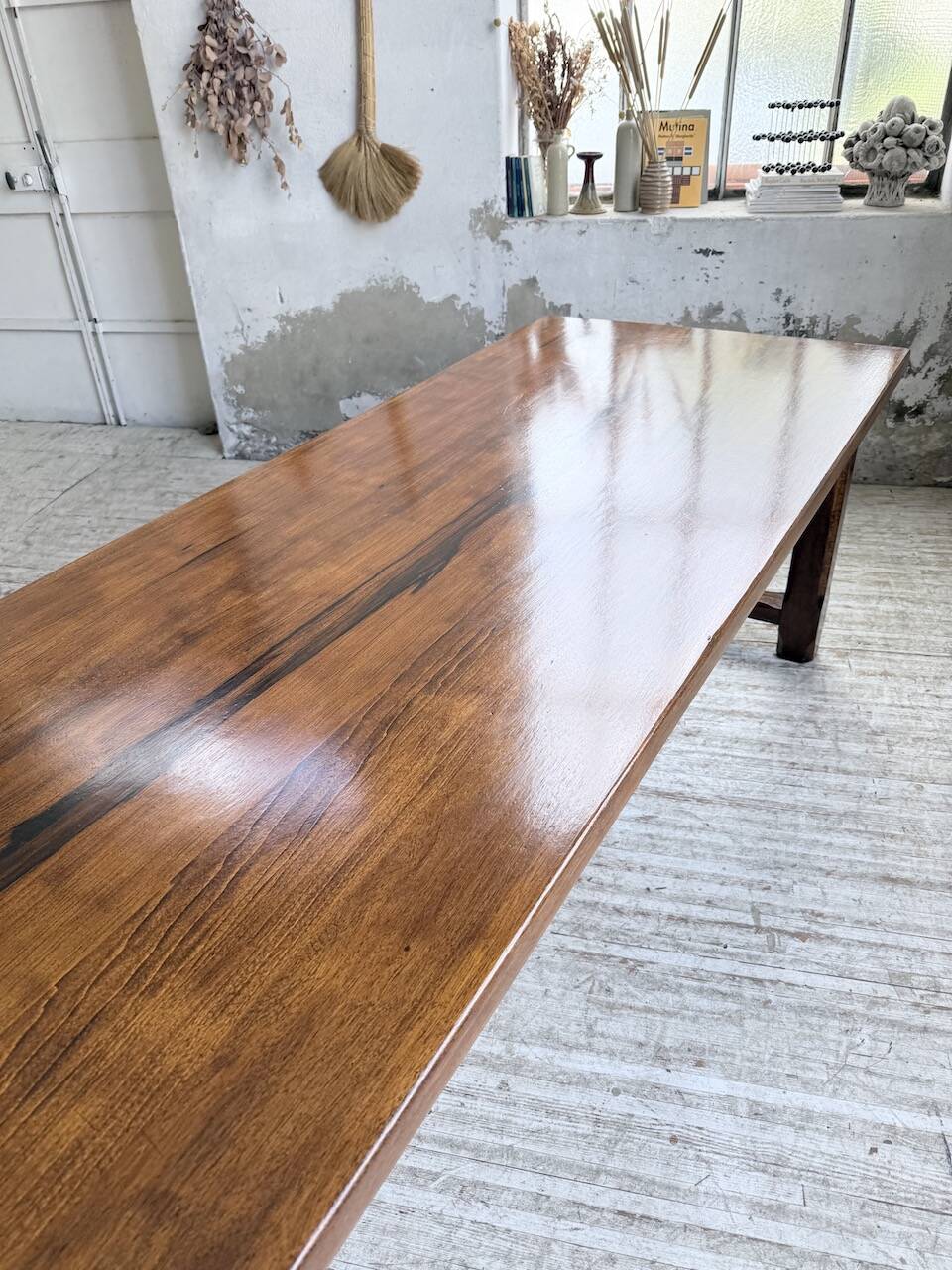 Table de ferme campagne noyer massif XL 250cm