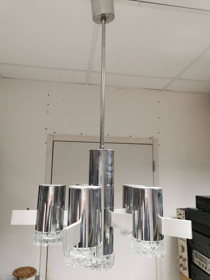 Design chandelier SCIOLARI . Vintage lamp 70s space age
