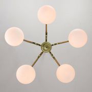 Mid-Century Modern Italian Brass and Opaline Chandelier, 1960