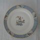 2 flat plates Haviland Limoges blue decoration and gold medallion bird