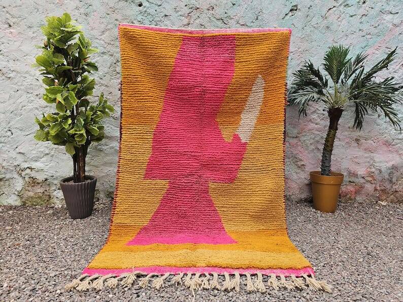 Tapis en laine pure fait main traditionnelle taille 100 x 200 cm