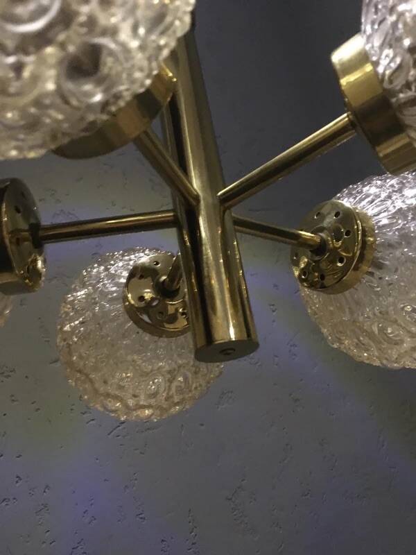 Richard Essig Sputnik Chandelier – Brass Bubble Glass 1960s