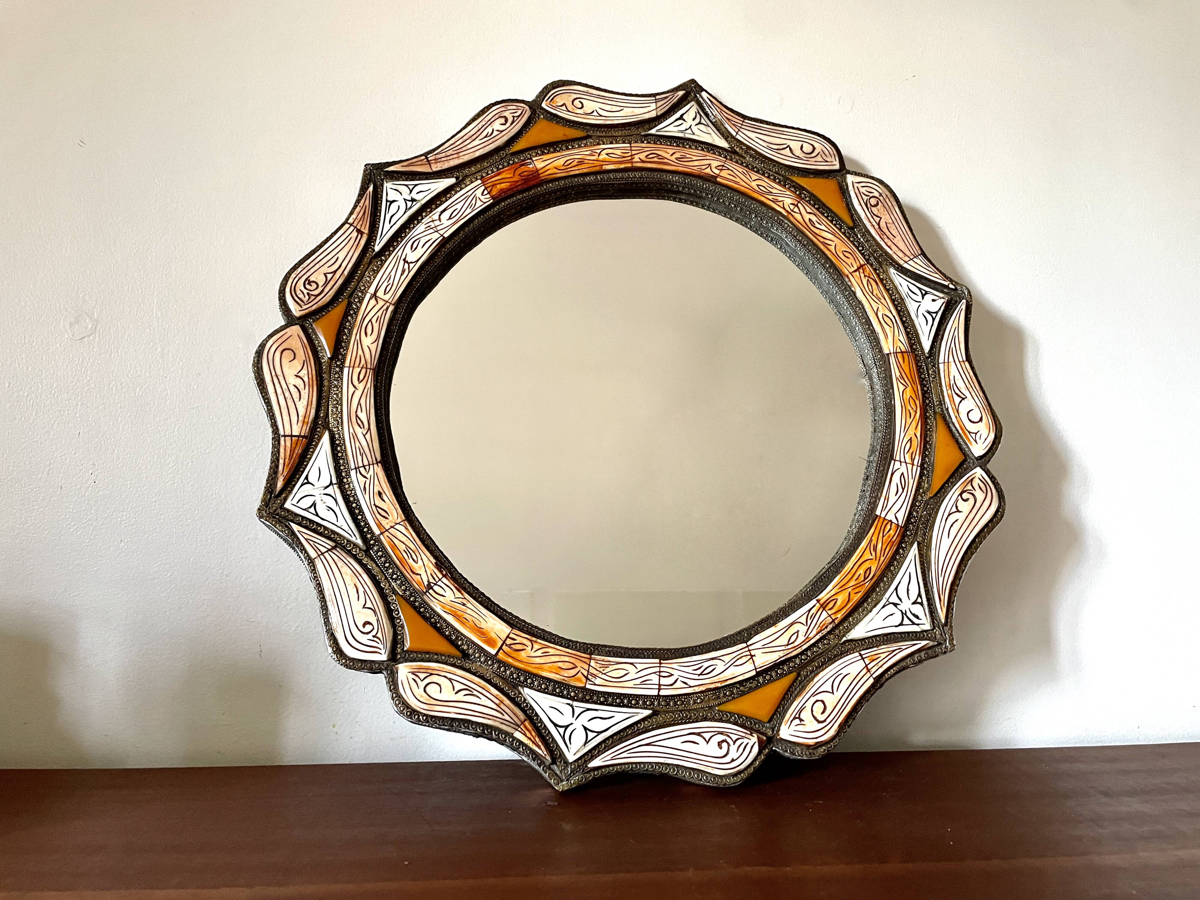 Large round Moroccan handcrafted mirror, 50cm