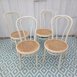 Lot of 4 bistro chairs in caned wood