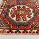 Vintage turkish runner 235x80 cm kazak rug, terracotta red, beige blue