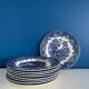 9-piece service of English plates with blue and white country decor