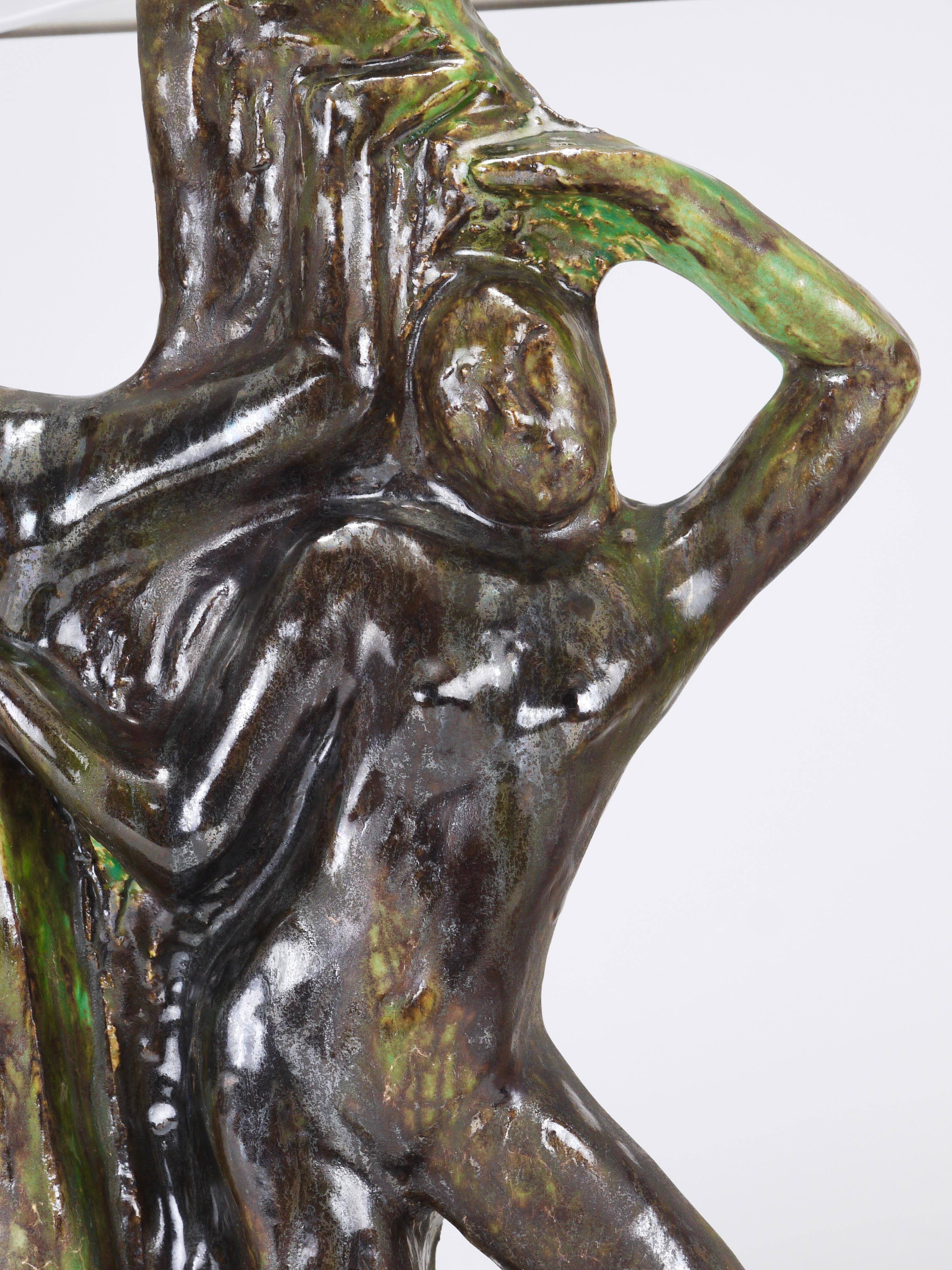 Brutalist sculptural table lamp "Man and Woman near a Tree", Italy, 1970s