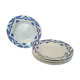Ensemble 6 assiettes creuses Moulin des Loups motif graphique bleu