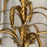 Vintage 1970s golden metal palm chandelier in the style of JANSEN.