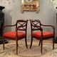 Maurice Hirch, Pair Of Stamped Mahogany Armchairs, 20th Century
