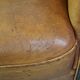 Fauteuil club vintage en cuir de mouton cognac clair