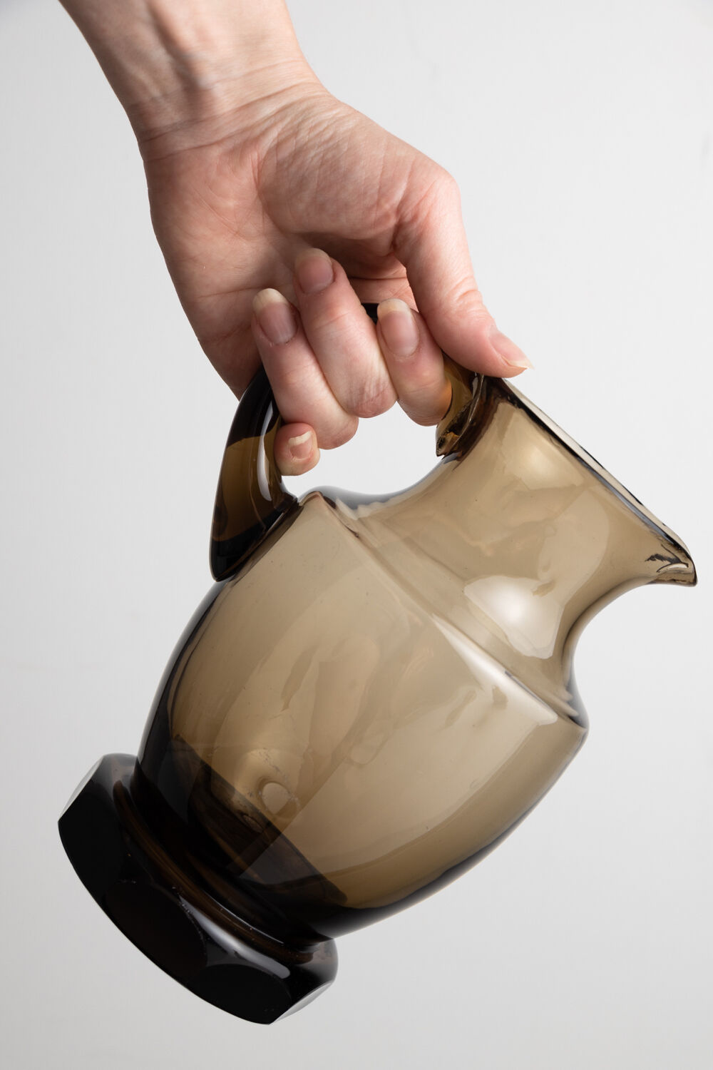 Art deco decanting set in smoked crystal glass