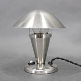 Czechoslovak Art Deco chrome table lamp with metal shade, 1930s