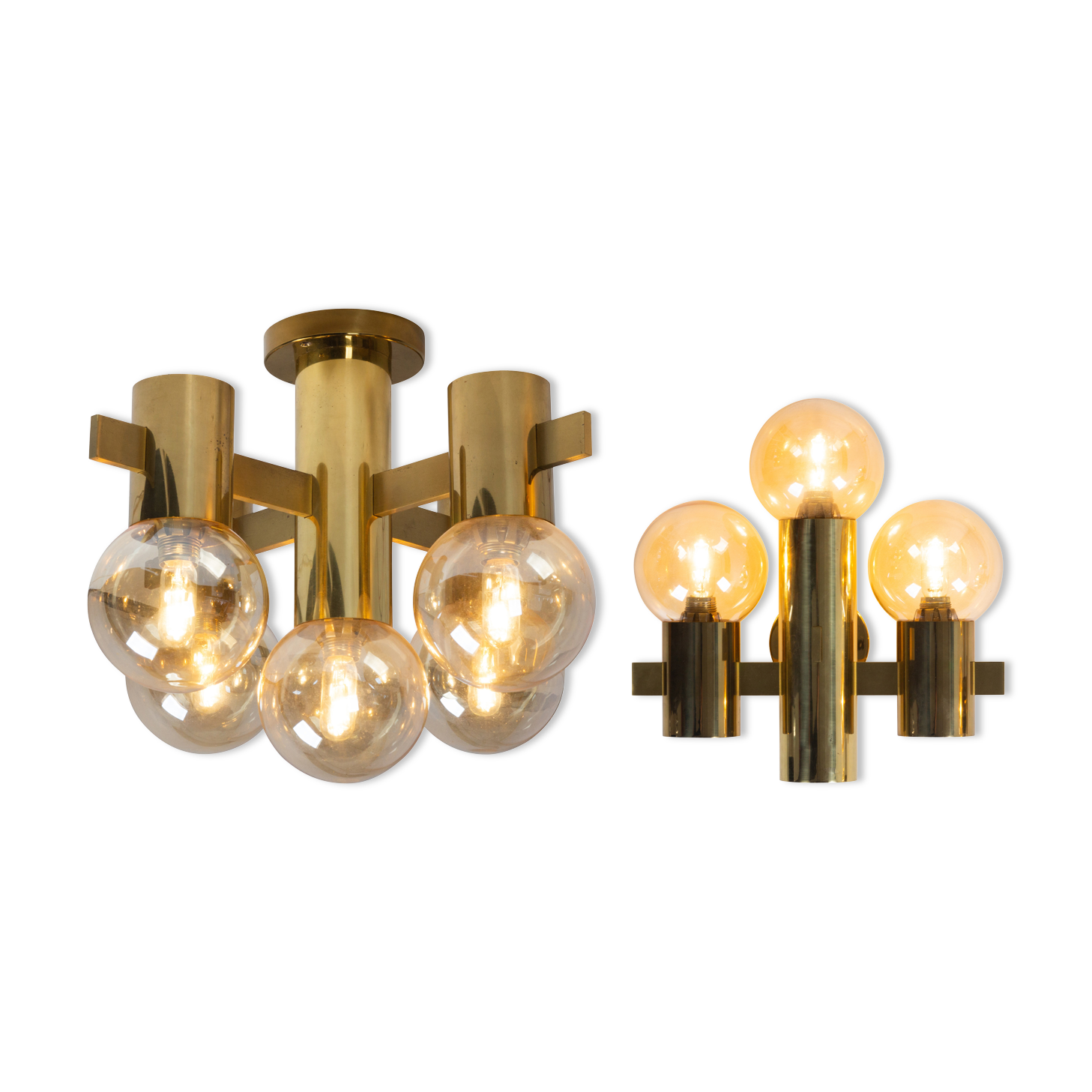 Applique murale et plafonnier en laiton Hans Agne Jakobsson pour Teka