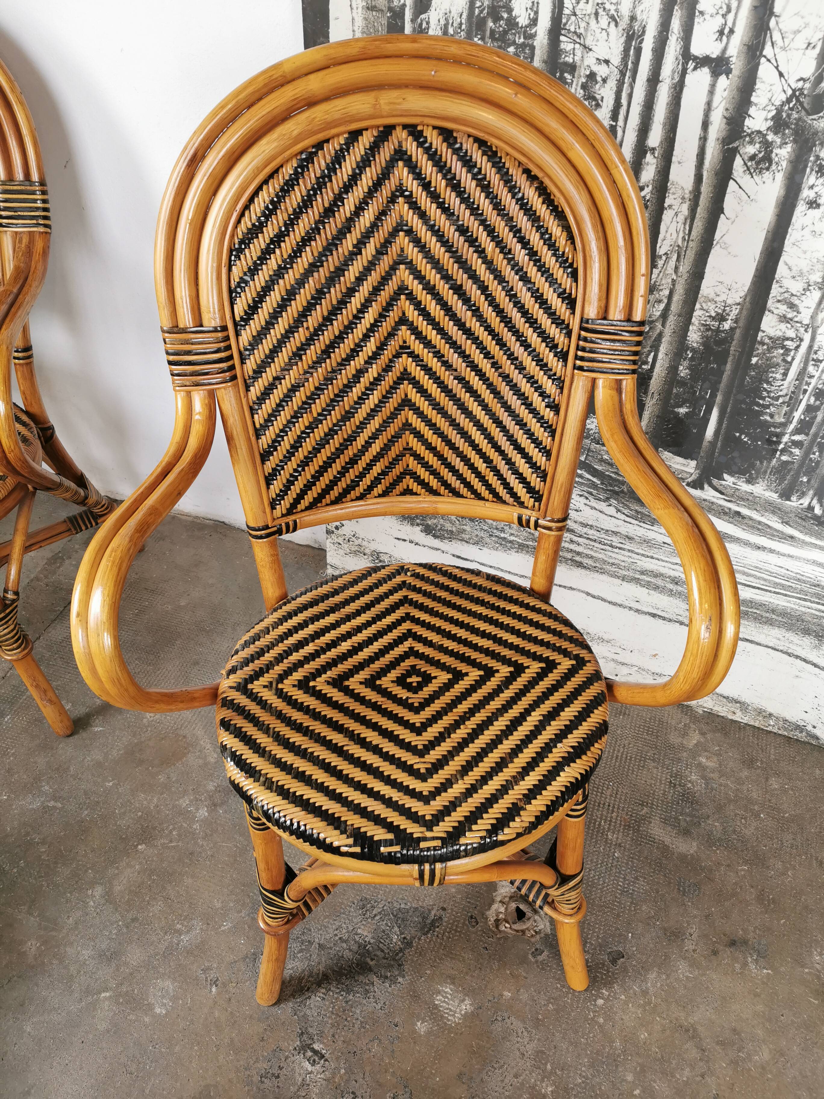 Set de 4 fauteuils en rotin