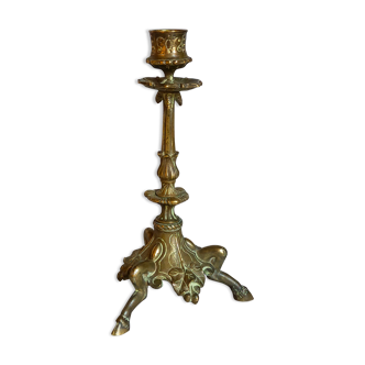 Candle holder in gilded bronze tripod nineteenth century