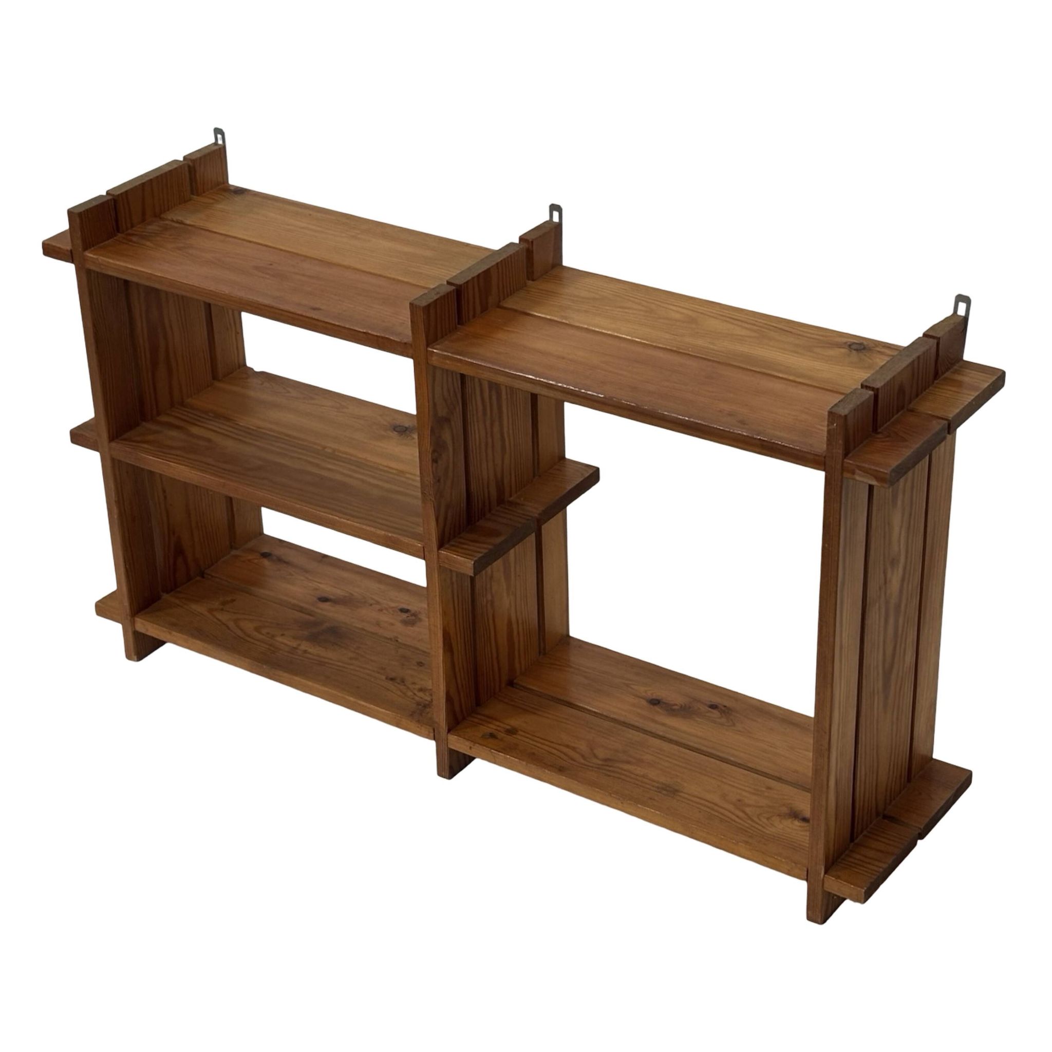 Vintage Wall shelf rack Pinewood wood 70s design