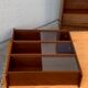 Vintage 1950s teak glass wall library