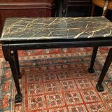 Console sofa back solid wood carved marble yellow vein Indochina late nineteenth