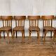 Series of 6 old light wood bistro chairs