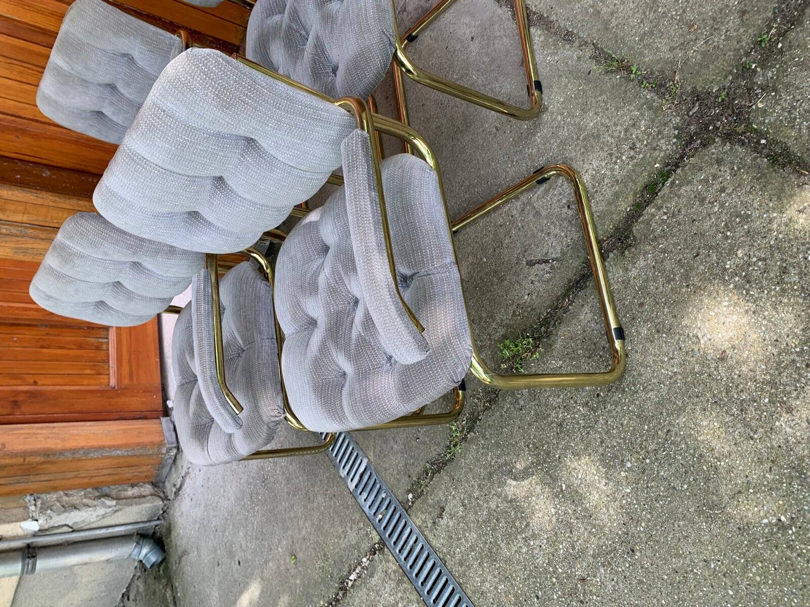 Vintage Italian dining chairs in brass, 1970s, set of 4