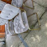 Vintage Italian dining chairs in brass, 1970s, set of 4
